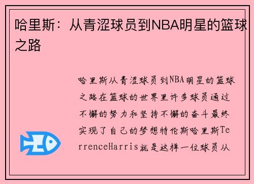 哈里斯：从青涩球员到NBA明星的篮球之路